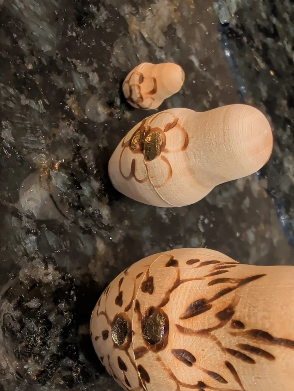 Hand-Painted Beige Matryoshka-Style Bird Toy